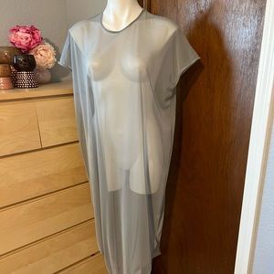 Universal Standard Geneva Sheer Mesh Dress in Fog